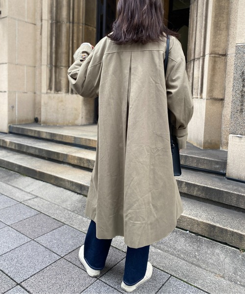 CPCM（シーピーシーエム）の「襟配色袖ボリュームステンカラーコート（ステンカラーコート・レディース・ライトベージュ/カーキ/グレー・FREE）」の20枚目の写真