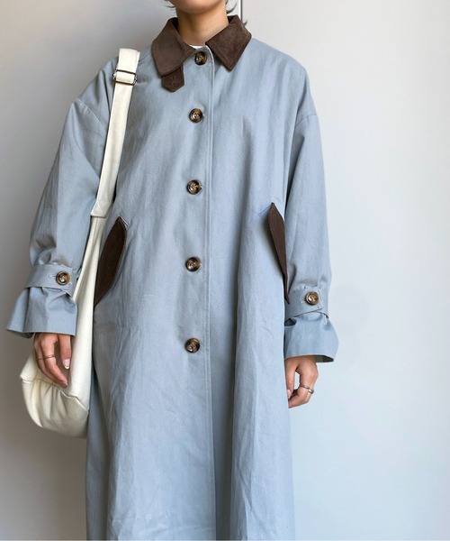 CPCM（シーピーシーエム）の「襟配色袖ボリュームステンカラーコート（ステンカラーコート・レディース・ライトベージュ/カーキ/グレー・FREE）」の10枚目の写真