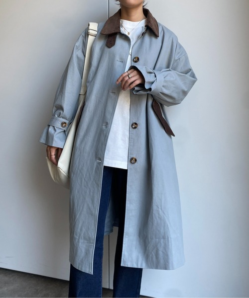 CPCM（シーピーシーエム）の「襟配色袖ボリュームステンカラーコート（ステンカラーコート・レディース・ライトベージュ/カーキ/グレー・FREE）」の11枚目の写真