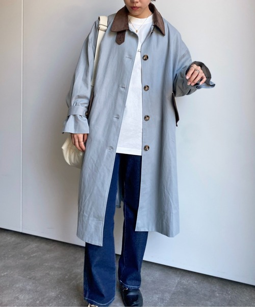 CPCM（シーピーシーエム）の「襟配色袖ボリュームステンカラーコート（ステンカラーコート・レディース・ライトベージュ/カーキ/グレー・FREE）」の13枚目の写真