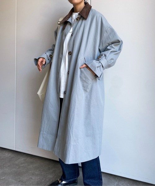 CPCM（シーピーシーエム）の「襟配色袖ボリュームステンカラーコート（ステンカラーコート・レディース・ライトベージュ/カーキ/グレー・FREE）」の16枚目の写真