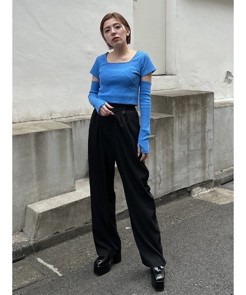 ENVYM（アンビー）の「ＥロゴスリーブカットＴＯＰＳ（Tシャツ/カットソー・レディース・ブラック/ブルー/ホワイト・FREE）」の18枚目の写真