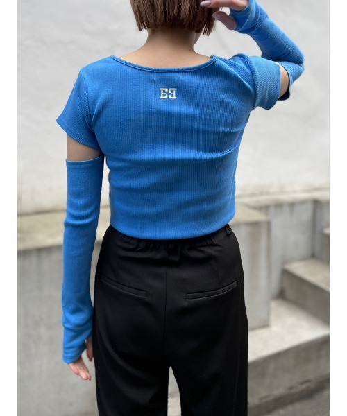 ENVYM（アンビー）の「ＥロゴスリーブカットＴＯＰＳ（Tシャツ/カットソー・レディース・ブラック/ブルー/ホワイト・FREE）」の21枚目の写真