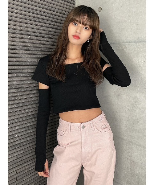 ENVYM（アンビー）の「ＥロゴスリーブカットＴＯＰＳ（Tシャツ/カットソー・レディース・ブラック/ブルー/ホワイト・FREE）」の22枚目の写真