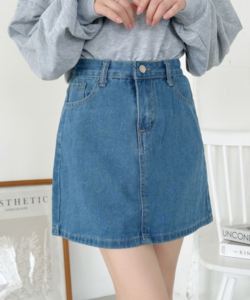 みかん様　アトリエアンワン　コットン台形スカート　ブルー　anone Ank Rouge スカート 裾あき台形スカート : ZOZOTOWN Yahoo!店