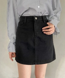 コットンデニム台形ミニスカート