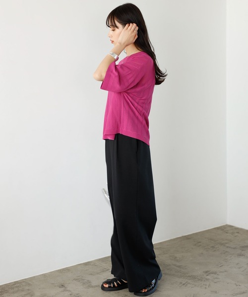GeeRA(ジーラ)の「ジャカードストライプシアーニット(ニット/セーター・レディース・ピンク/ベージュ/ブラック・LARGE/MEDIUM)」の9枚目の写真
