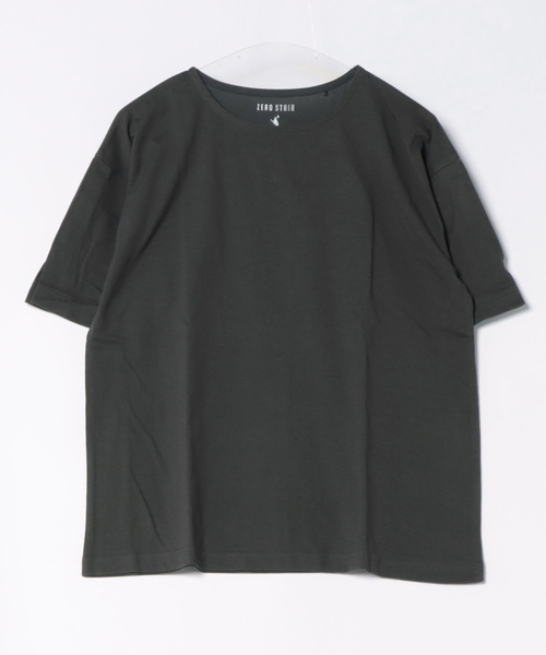 JEANS MATE(ジーンズメイト)の「汗染みの目立ちにくいTシャツ ZEROSTAIN ゼロステイン 撥水性 UVカット パフスリーブ Tシャツ(Tシャツ/カットソー・レディース・ホワイト/ブラック/イエロー/ダークブルー/ダークベージュ/ピンク系その他/チャコールグレー・MEDIUM/LARGE)」の3枚目の写真