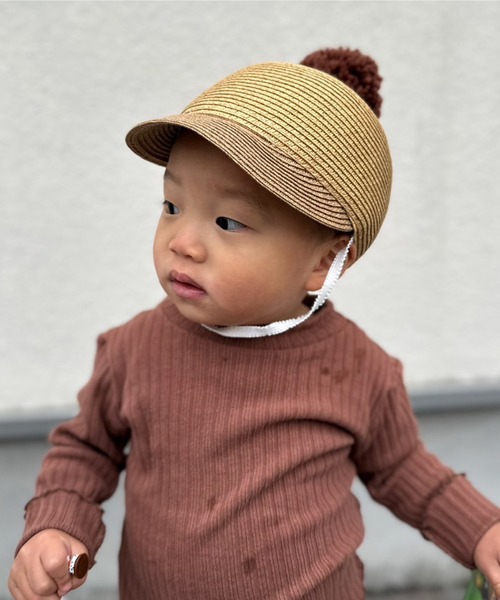 LITTLE GRIN BUDDY（リトル グリンバディ）の「【 Little Grin Buddy/リトルグリンバディ】【ベビー】ポンポン キャップ/お団子キャップ/ボンボン キャップ/2tone Pon Cap（キャップ・キッズ・ベージュ/ライトベージュ・50cm）」の5枚目の写真