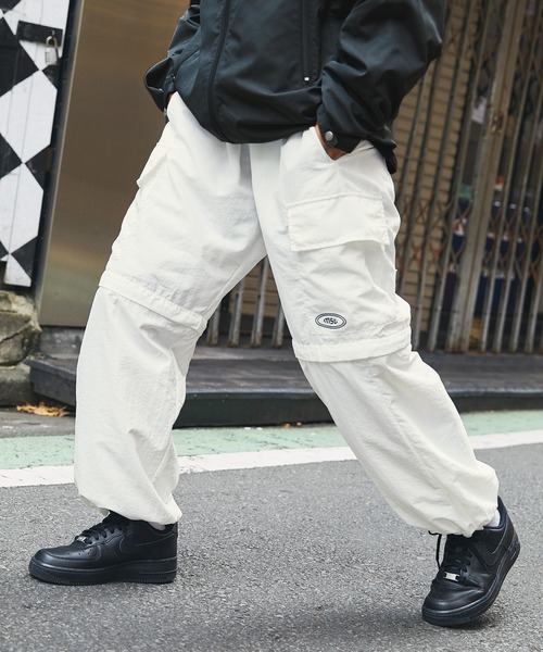 セール】ナイロン2wayワイドカーゴパンツ サイドライン（カーゴパンツ