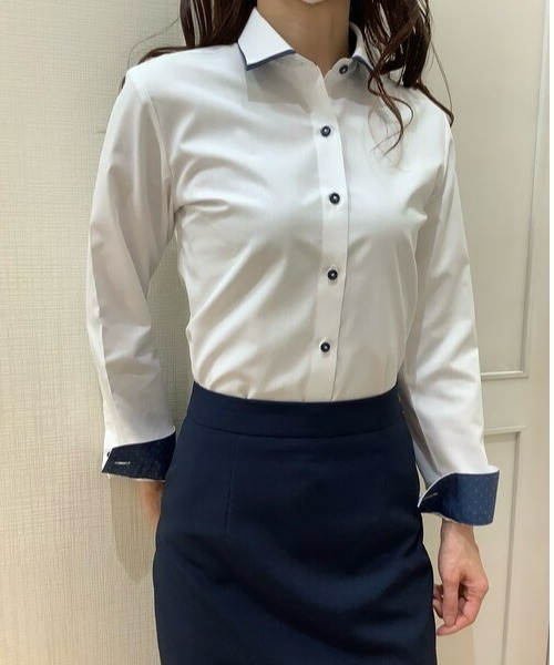 TOKYO SHIRTS(トウキョウシャツ)の「透け防止 形態安定ノーアイロン ワイド 長袖ビジネスワイシャツ(ビジネスシャツ・レディース・ホワイト・S/XL/LL/M/L)」の7枚目の写真