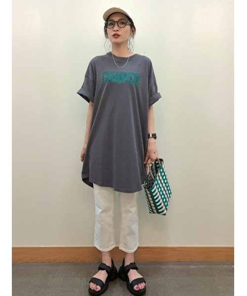 セール】【Champion】刺繍チュニック（Tシャツ/カットソー