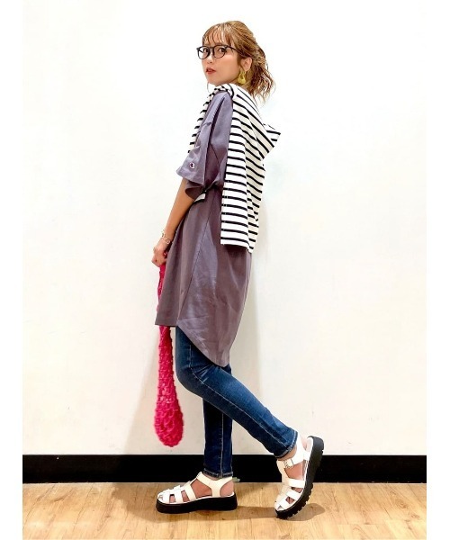 TORYBURCH デニム 半袖チュニック Ω デニムロングチュニック ワンピースドレス Ω アイドル