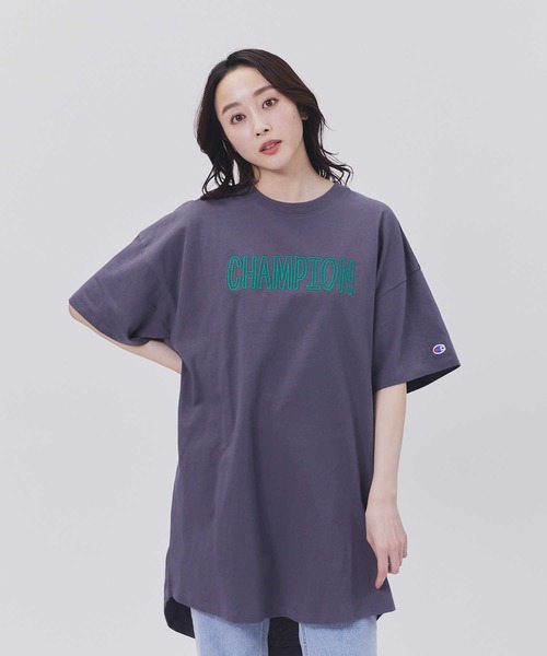 セール】【Champion】刺繍チュニック（Tシャツ/カットソー