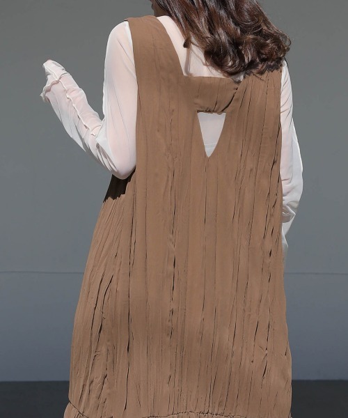 Bab（バブ）の「【低身長向けサイズあり】シワプリーツジャンパーワンピース（ジャンパースカート・レディース・アイボリー/モカ/ライトグレー/ブラック・S/M）」の20枚目の写真