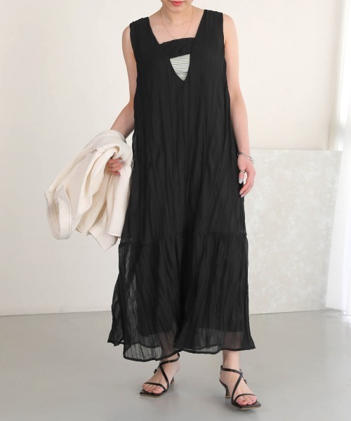 Bab（バブ）の「【低身長向けサイズあり】シワプリーツジャンパーワンピース（ジャンパースカート・レディース・アイボリー/モカ/ライトグレー/ブラック・S/M）」の8枚目の写真