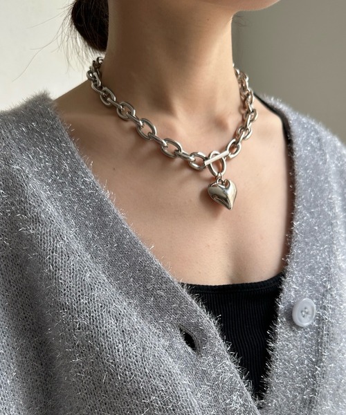 DouDou（ドゥドゥ）の「プックリハートチェーンネックレス（ネックレス・レディース・シルバー/ゴールド・FREE）」の8枚目の写真