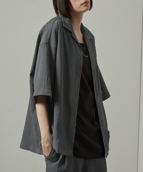 セットアップ 2点セット ビッグシルエットオープンカラー半袖シャツ