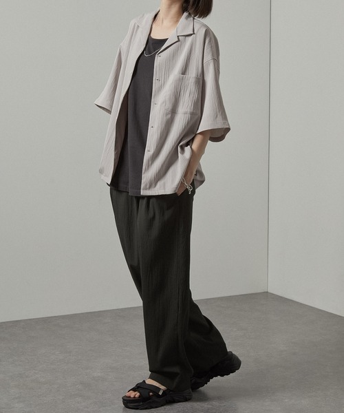 ハンドメイド【セットアップ2点、トップス2点】 セットアップ 2点セット ビッグシルエットオープンカラー半袖