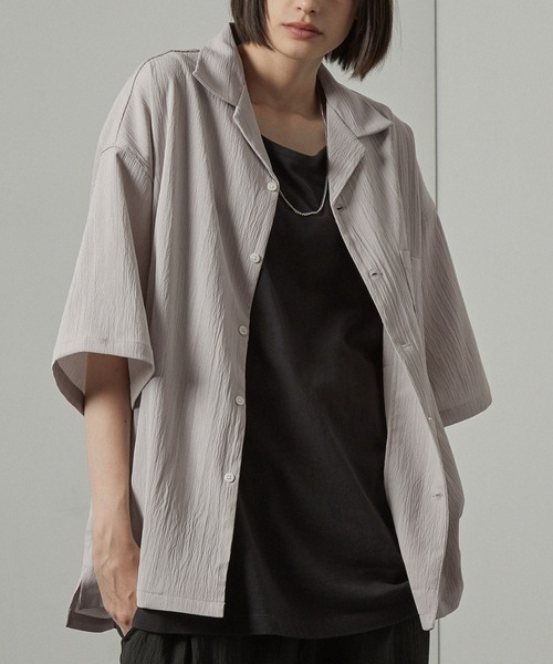 セットアップ 2点セット ビッグシルエットオープンカラー半袖シャツ