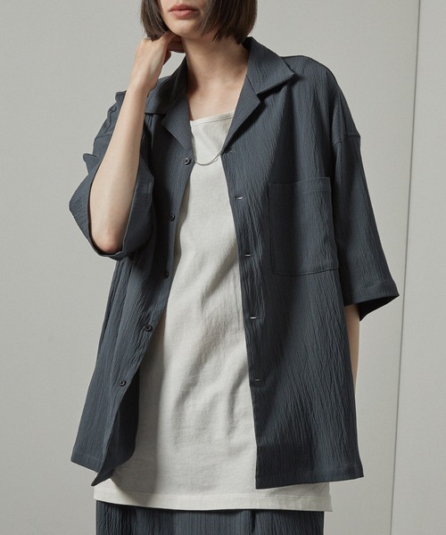 セットアップ 2点セット ビッグシルエットオープンカラー半袖シャツ