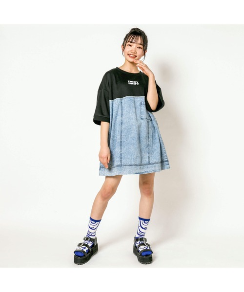 ZIDDY（ジディ）の「ZIDDY/デニムドッキングワンピース(130~160cm)（ワンピース・キッズ・グレー/ブラック・130/140/150/160）」の19枚目の写真