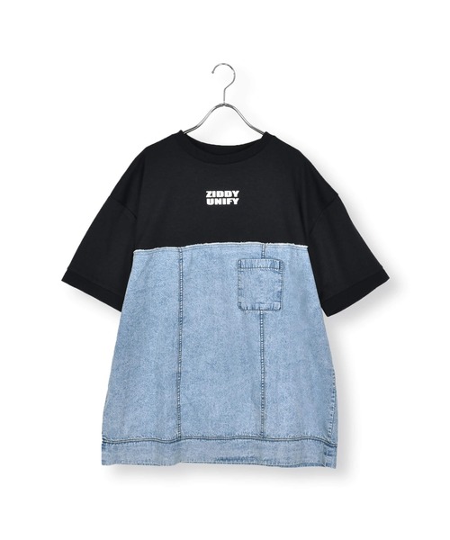 ZIDDY（ジディ）の「ZIDDY/デニムドッキングワンピース(130~160cm)（ワンピース・キッズ・グレー/ブラック・130/140/150/160）」の3枚目の写真