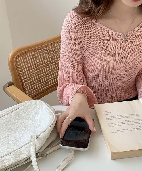 セール】Vネックサマーニットプルオーバー（ニット/セーター）｜Girly