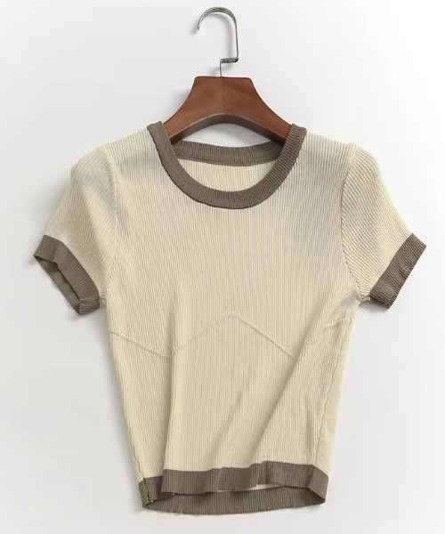 Sibra(シブラ)の「配色ニットトップス(Tシャツ/カットソー・レディース・ホワイト/ベージュ/ブラック・M)」の19枚目の写真