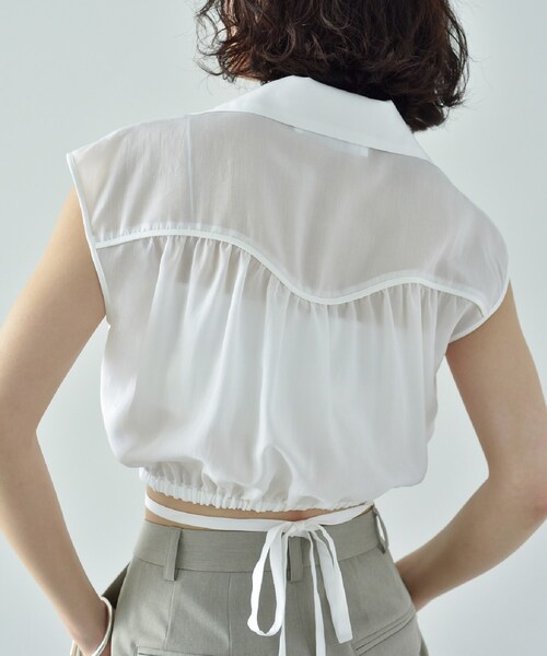 CODE A（コードエー）の「waist ribbon blouse（シャツ/ブラウス・レディース・ブラック/ホワイト・00）」の3枚目の写真