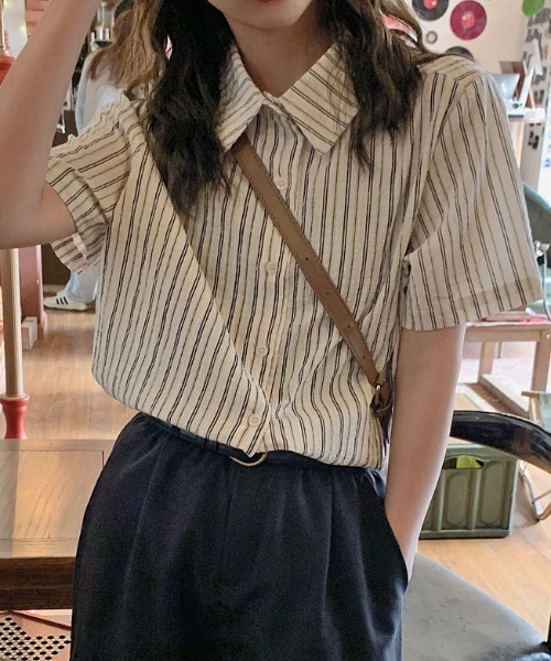 Vipoa(ヴィポア)の「French stripe casual shirt(シャツ/ブラウス・レディース・アイボリー・FREE)」の5枚目の写真