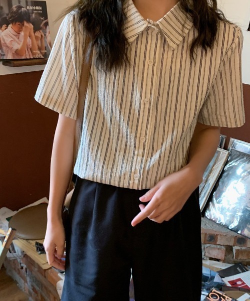 Vipoa(ヴィポア)の「French stripe casual shirt(シャツ/ブラウス・レディース・アイボリー・FREE)」の6枚目の写真