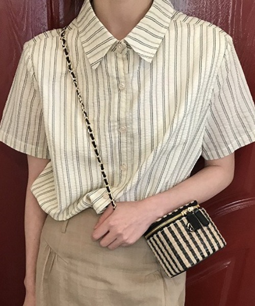 Vipoa(ヴィポア)の「French stripe casual shirt(シャツ/ブラウス・レディース・アイボリー・FREE)」の2枚目の写真