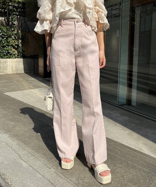 one after another NICE CLAUP（ワンアフターアナザーナイスクラップ）の「【S/Mサイズ】ハイウエストワイドデニム（デニムパンツ・レディース・ネイビー/ブラック系/ピンク系/ライトブルー/ブルー・SMALL/MEDIUM）」の5枚目の写真