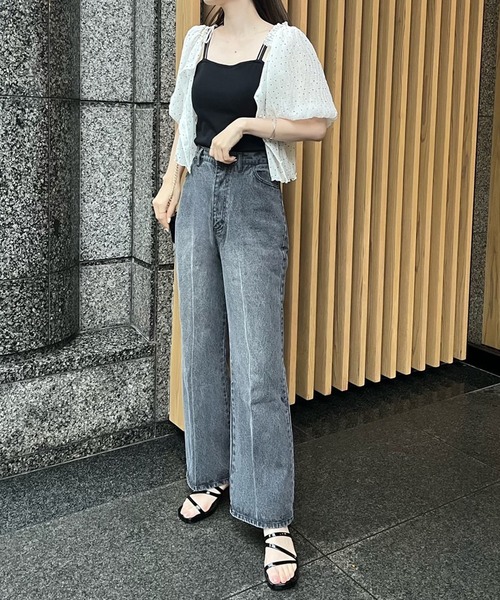 one after another NICE CLAUP（ワンアフターアナザーナイスクラップ）の「【S/Mサイズ】ハイウエストワイドデニム（デニムパンツ・レディース・ネイビー/ブラック系/ピンク系/ライトブルー/ブルー・SMALL/MEDIUM）」の15枚目の写真