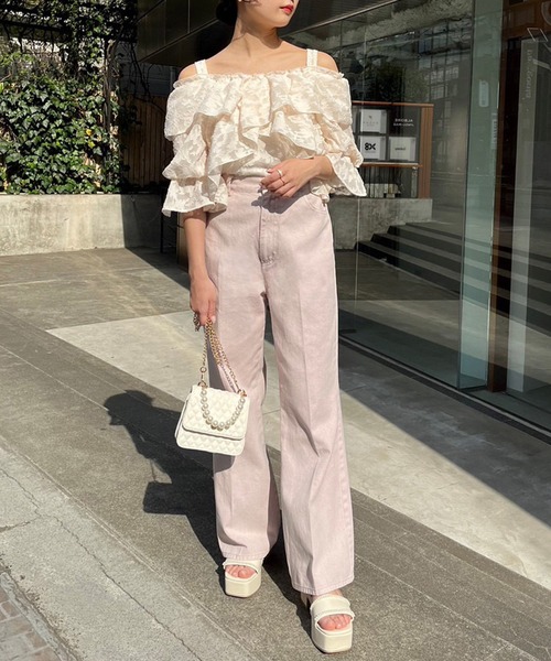 one after another NICE CLAUP（ワンアフターアナザーナイスクラップ）の「【S/Mサイズ】ハイウエストワイドデニム（デニムパンツ・レディース・ネイビー/ブラック系/ピンク系/ライトブルー/ブルー・SMALL/MEDIUM）」の20枚目の写真