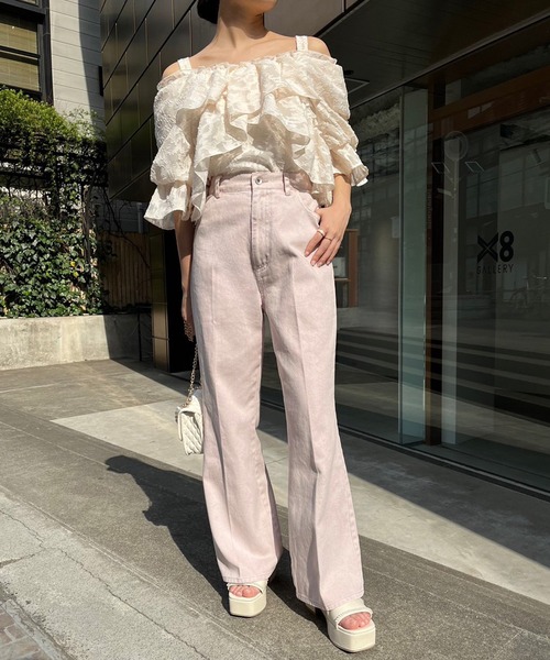 one after another NICE CLAUP（ワンアフターアナザーナイスクラップ）の「【S/Mサイズ】ハイウエストワイドデニム（デニムパンツ・レディース・ネイビー/ブラック系/ピンク系/ライトブルー/ブルー・SMALL/MEDIUM）」の21枚目の写真