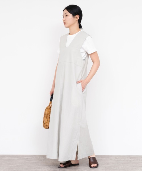 yuni(ユニ )の「80/2強撚コットンギャバ ジャンパースカート(ジャンパースカート・レディース・ブラック/ダークブラウン/グレー・FREE)」の14枚目の写真