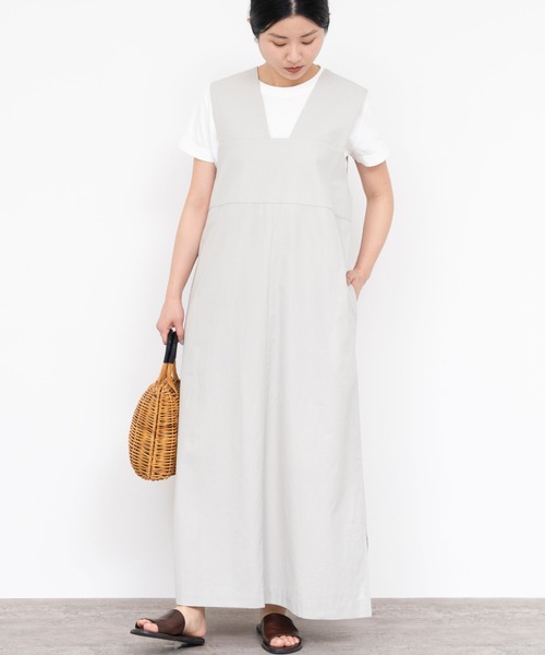 yuni(ユニ )の「80/2強撚コットンギャバ ジャンパースカート(ジャンパースカート・レディース・ブラック/ダークブラウン/グレー・FREE)」の12枚目の写真