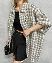 WHO'S WHO gallery | COOPER FACT チェック刺繍半袖ビッグシャツ(シャツ/ブラウス)