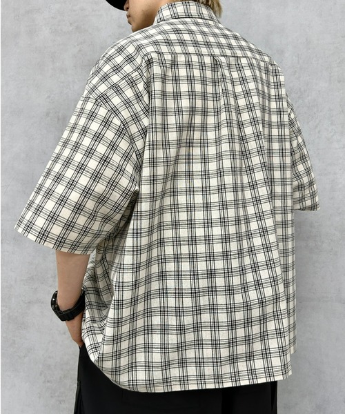 WHO'S WHO gallery（フーズフーギャラリー）の「COOPER FACT チェック刺繍半袖ビッグシャツ（シャツ/ブラウス・レディース・インディゴブルー/ネイビー/ベージュ/サックスブルー/ブラック・FREE）」の12枚目の写真