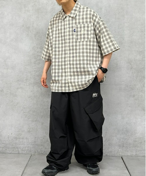 WHO'S WHO gallery（フーズフーギャラリー）の「COOPER FACT チェック刺繍半袖ビッグシャツ（シャツ/ブラウス・レディース・インディゴブルー/ネイビー/ベージュ/サックスブルー/ブラック・FREE）」の10枚目の写真