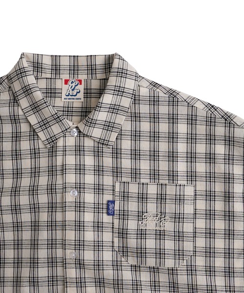 WHO'S WHO gallery（フーズフーギャラリー）の「COOPER FACT チェック刺繍半袖ビッグシャツ（シャツ/ブラウス・レディース・インディゴブルー/ネイビー/ベージュ/サックスブルー/ブラック・FREE）」の20枚目の写真