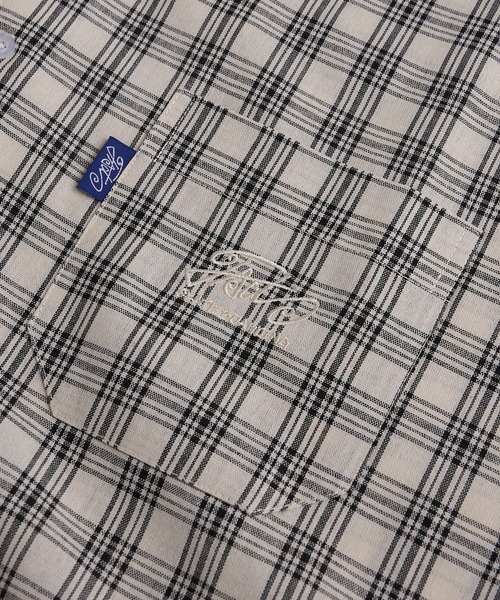 WHO'S WHO gallery（フーズフーギャラリー）の「COOPER FACT チェック刺繍半袖ビッグシャツ（シャツ/ブラウス・レディース・インディゴブルー/ネイビー/ベージュ/サックスブルー/ブラック・FREE）」の8枚目の写真