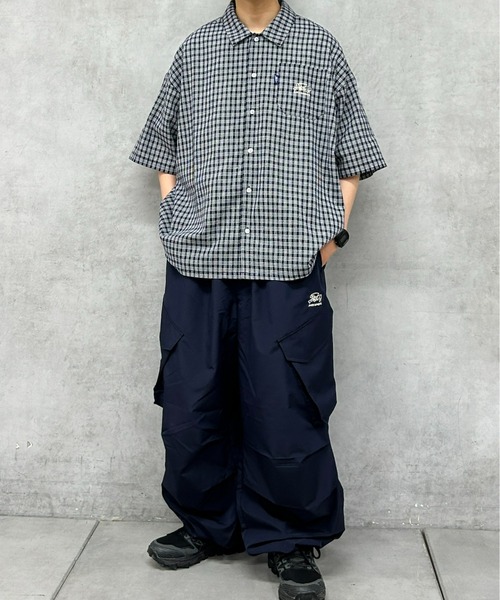 WHO'S WHO gallery（フーズフーギャラリー）の「COOPER FACT チェック刺繍半袖ビッグシャツ（シャツ/ブラウス・レディース・インディゴブルー/ネイビー/ベージュ/サックスブルー/ブラック・FREE）」の19枚目の写真