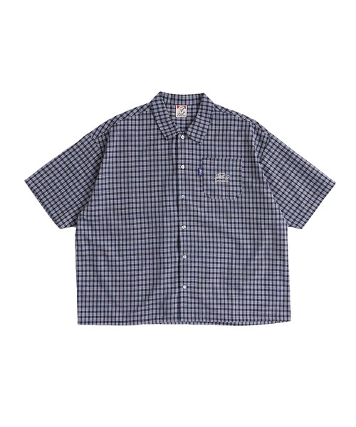 WHO'S WHO gallery（フーズフーギャラリー）の「COOPER FACT チェック刺繍半袖ビッグシャツ（シャツ/ブラウス・レディース・インディゴブルー/ネイビー/ベージュ/サックスブルー/ブラック・FREE）」の15枚目の写真