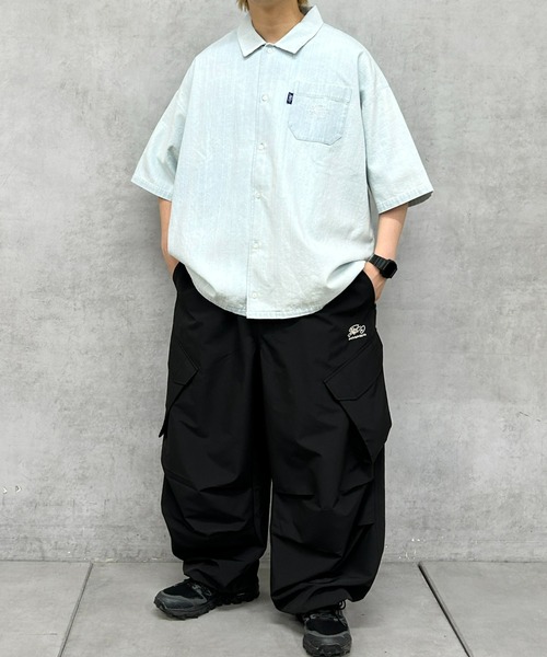 WHO'S WHO gallery（フーズフーギャラリー）の「COOPER FACT チェック刺繍半袖ビッグシャツ（シャツ/ブラウス・レディース・インディゴブルー/ネイビー/ベージュ/サックスブルー/ブラック・FREE）」の11枚目の写真