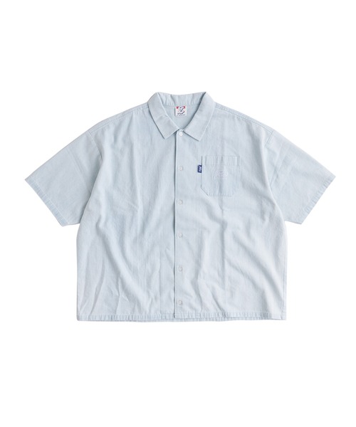 WHO'S WHO gallery（フーズフーギャラリー）の「COOPER FACT チェック刺繍半袖ビッグシャツ（シャツ/ブラウス・レディース・インディゴブルー/ネイビー/ベージュ/サックスブルー/ブラック・FREE）」の7枚目の写真