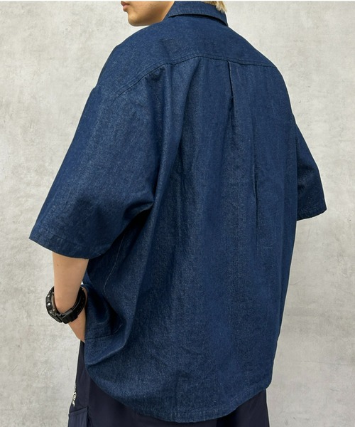 WHO'S WHO gallery（フーズフーギャラリー）の「COOPER FACT チェック刺繍半袖ビッグシャツ（シャツ/ブラウス・レディース・インディゴブルー/ネイビー/ベージュ/サックスブルー/ブラック・FREE）」の21枚目の写真