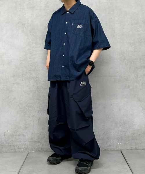 WHO'S WHO gallery（フーズフーギャラリー）の「COOPER FACT チェック刺繍半袖ビッグシャツ（シャツ/ブラウス・レディース・インディゴブルー/ネイビー/ベージュ/サックスブルー/ブラック・FREE）」の9枚目の写真